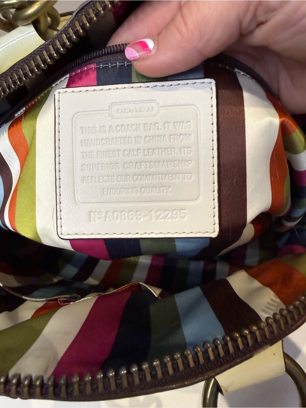 Coach Francine with Legacy Lining Brass Hardware Calf Leather 2008 12295 - Picture 10 of 11